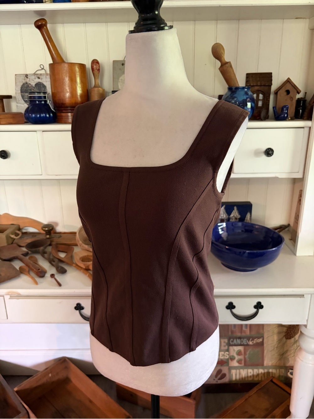Bailey 44 Brown Square-Neck Ribbed Tank Top - Women